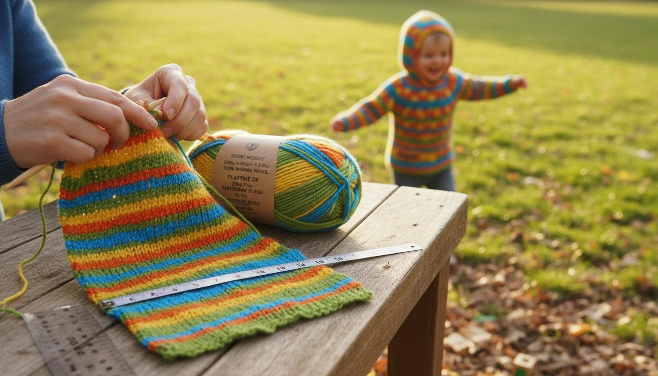 Forælder og barn strikker udendørs